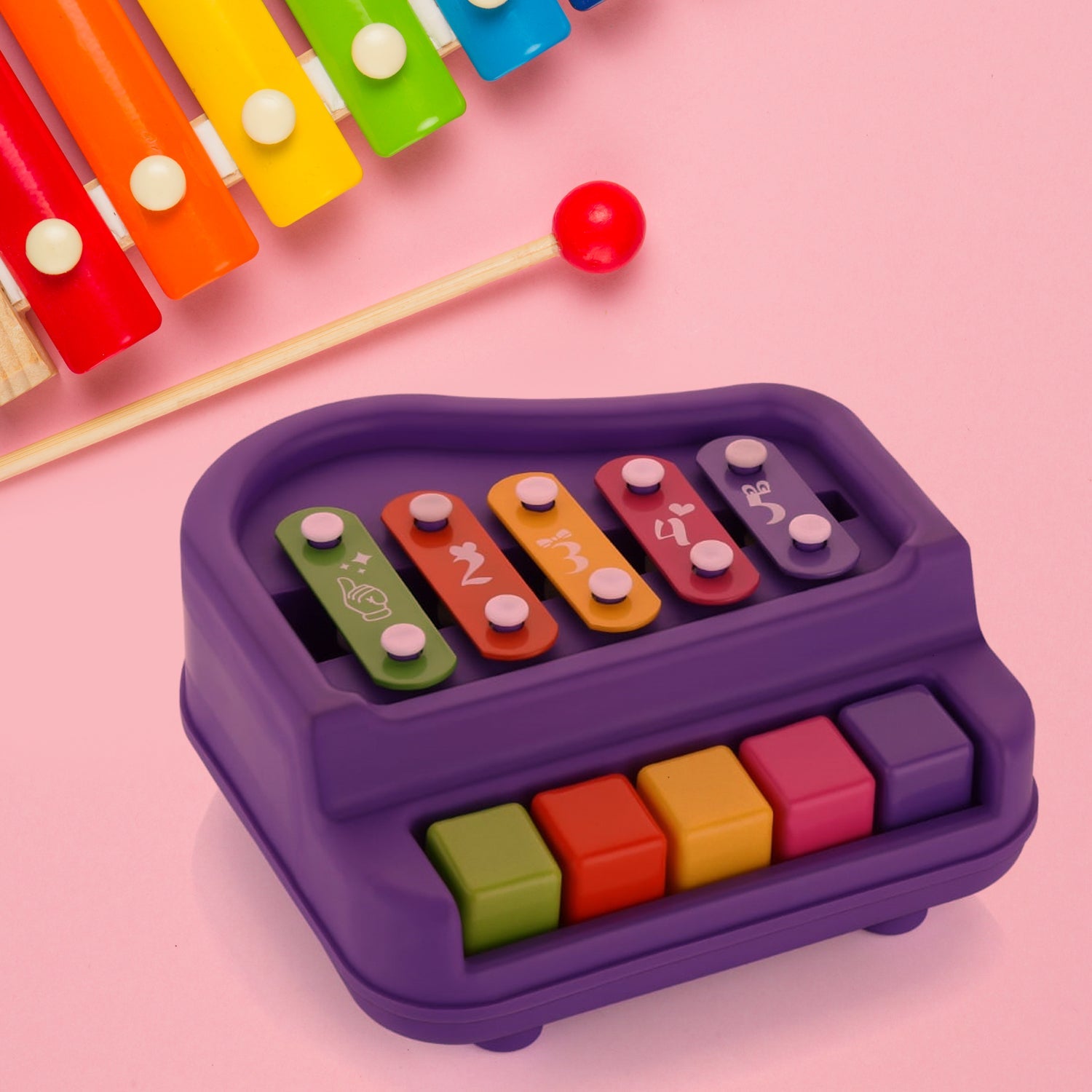 17799 2 in 1 Baby Piano Xylophone Toy for Toddlers, 5 Multicolored Key Keyboard Xylophone Piano, Preschool Educational Musical Learning Instruments Toy for Baby Kids Girls Boys 3+ Years (1 Pc) 17799 2 in 1 Baby Piano Xylophone Toy for Toddlers, 5 Multicolored Key Keyboard Xylophone Piano, Preschool Educational Musical Learning Instruments Toy for Baby Kids Girls Boys 3+ Years (1 Pc)